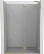 Mexen Lunar right hinged shower door 130 cm, transparent, brushed gold - 834-130-000-55-00-P