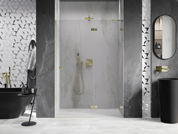 Mexen Lunar shower door right 130 cm, transparent, gold brushed - 834-130-000-55-00-P