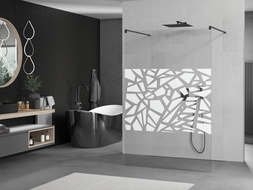 Mexen Kioto free-standing shower screen 110 x 200 cm, Transparent/White pattern 8 mm, Black - 800-110-002-70-85