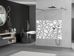 Mexen Kioto freestanding shower wall 110 x 200 cm, white pattern 8 mm, black - 800-110-002-70-85
