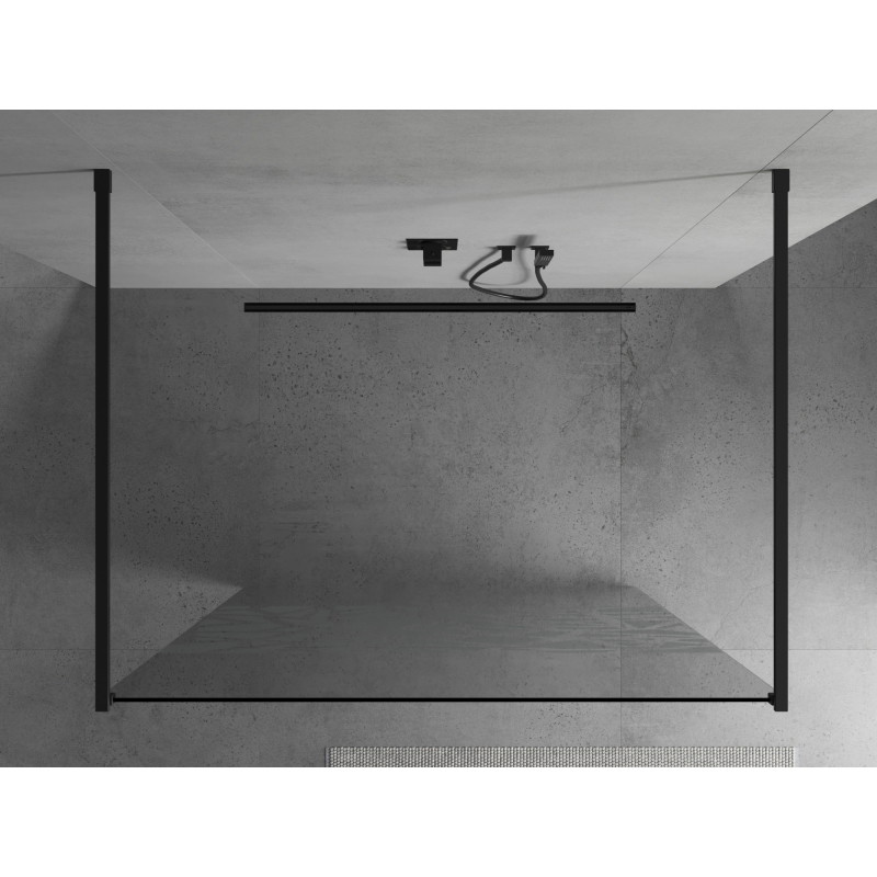 Mexen Kioto freestanding shower wall 110 x 200 cm, white pattern 8 mm, black - 800-110-002-70-85