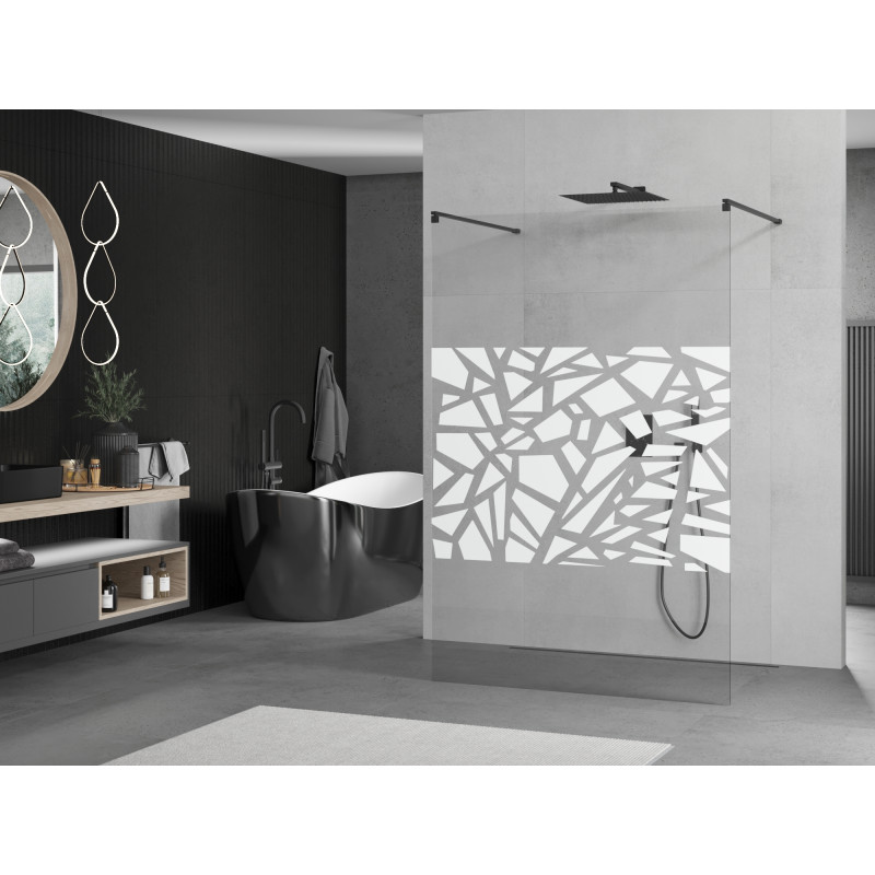 Mexen Kioto free-standing shower wall 120 x 200 cm, white pattern 8 mm, black - 800-120-002-70-85