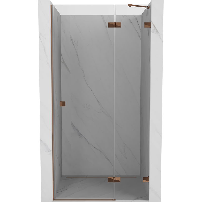 Mexen Lunar 80 cm Right Hinged Shower Door, Transparent, Rose Gold - 834-080-000-60-00-P