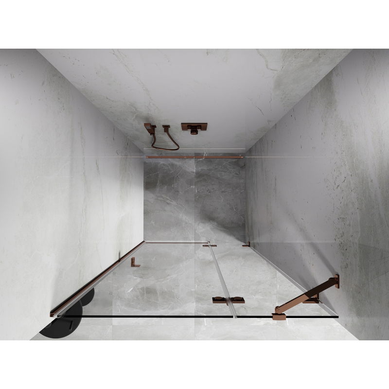 Mexen Lunar 80 cm Right Hinged Shower Door, Transparent, Rose Gold - 834-080-000-60-00-P