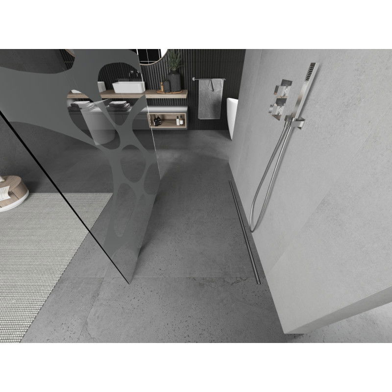 Mexen Kioto freestanding shower wall 100 x 200 cm, white wave 8 mm, chrome - 800-100-002-01-97