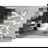 Mexen Kioto freestanding shower wall 100 x 200 cm, white wave 8 mm, chrome - 800-100-002-01-97