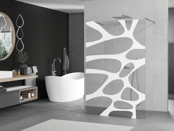 Mexen Kioto freestanding shower wall 100 x 200 cm, white wave 8 mm, chrome - 800-100-002-01-97