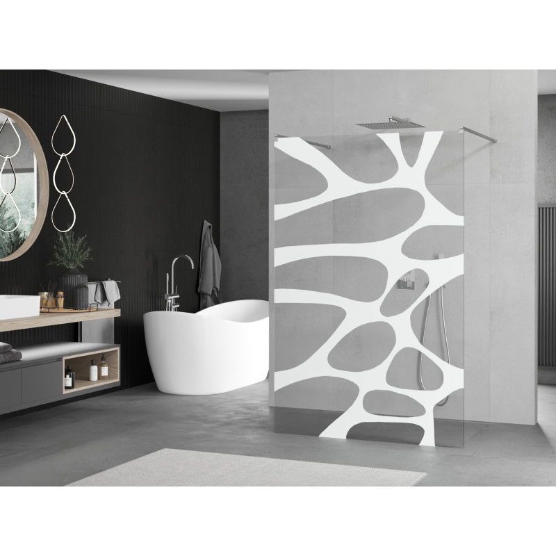 Mexen Kioto freestanding shower wall 110 x 200 cm, white wave 8 mm, chrome - 800-110-002-01-97