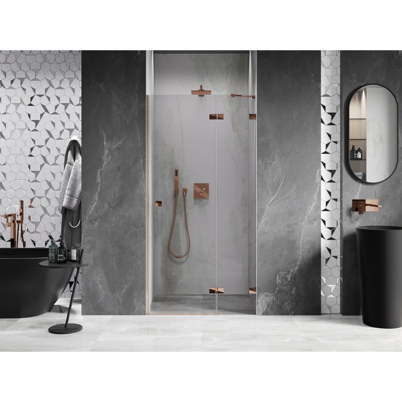 Mexen Lunar Hinged Shower Door Right 125 cm, Transparent, Rose Gold - 834-125-000-60-00-P