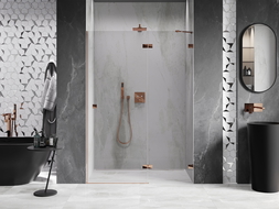 Mexen Lunar right-opening shower door 130 cm, transparent, pink gold - 834-130-000-60-00-P