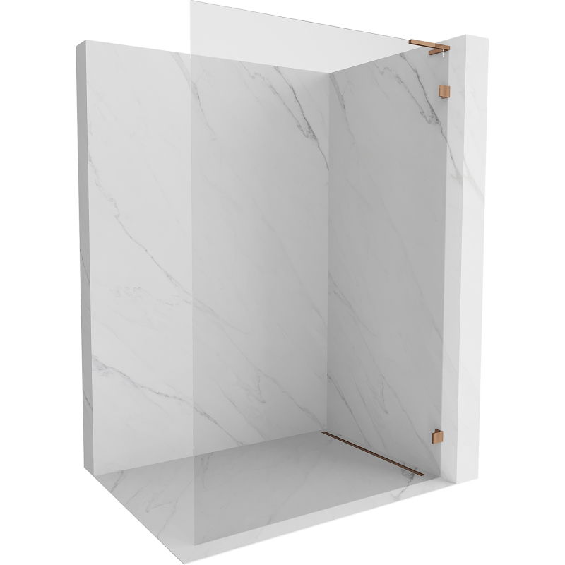 Mexen Lunar L Walk-in Shower Wall Right 110 x 200 cm, Transparent 8 mm, Rose Gold - 830L-110-000-60-00-P