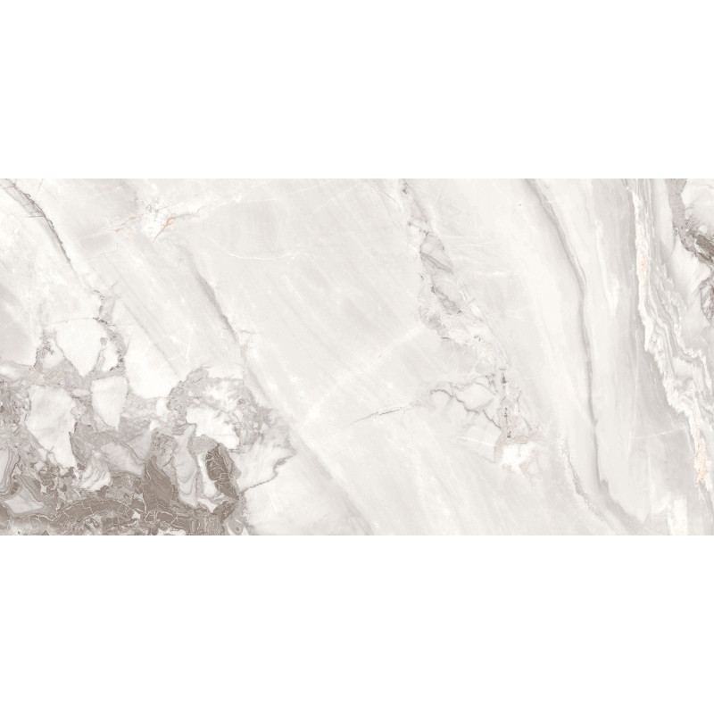 Mexen Limos White Glazed Rectified Gres Tile G1, Floor and Wall Tile 120 x 60 cm, Glossy - TL127-120-060-03
