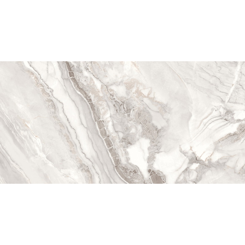 Mexen Limos White Glazed Rectified Gres Tile G1, Floor and Wall Tile 120 x 60 cm, Glossy - TL127-120-060-03