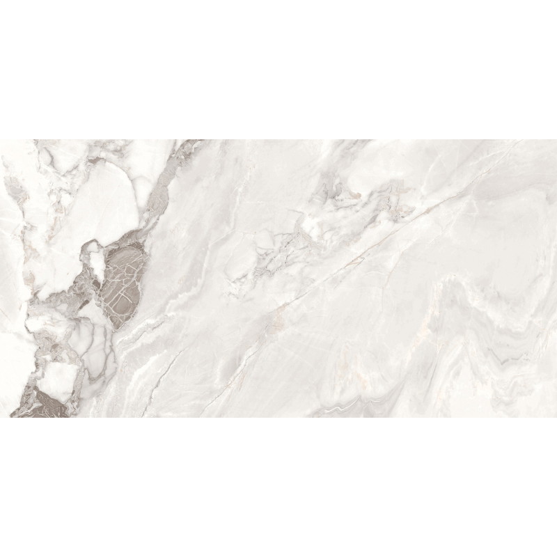 Mexen Limos White Glazed Rectified Gres Tile G1, Floor and Wall Tile 120 x 60 cm, Glossy - TL127-120-060-03