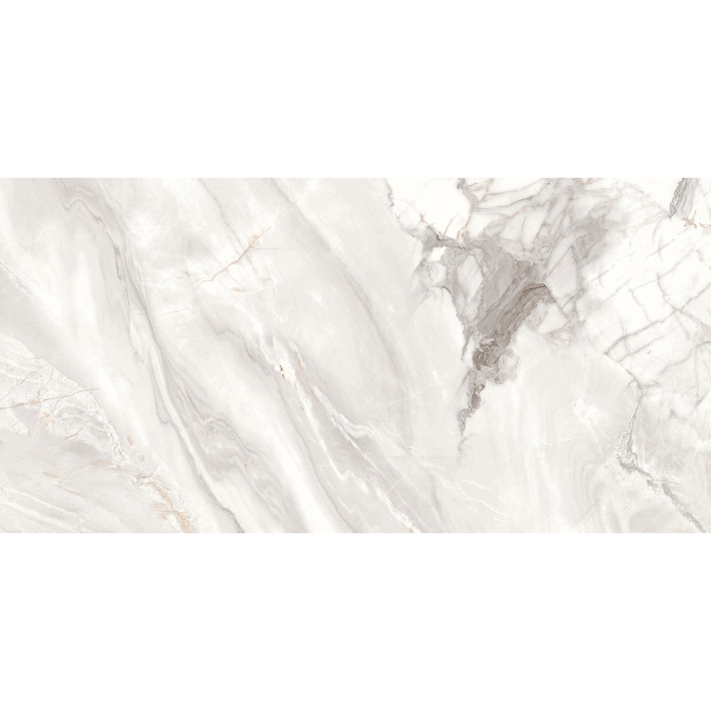 Mexen Limos White Glazed Rectified Gres Tile G1, Floor and Wall Tile 120 x 60 cm, Glossy - TL127-120-060-03