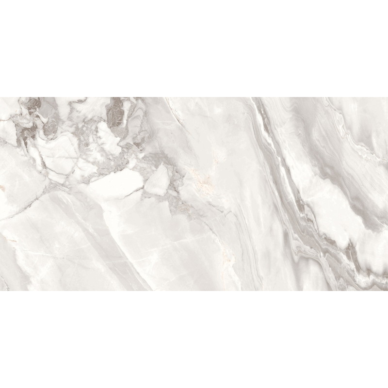 Mexen Limos White Glazed Rectified Gres Tile G1, Floor and Wall Tile 120 x 60 cm, Glossy - TL127-120-060-03