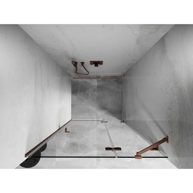 Mexen Lunar right hinge shower door 90 cm, transparent, brushed copper - 834-090-000-65-00-P
