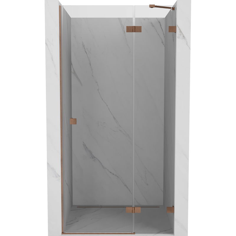 Mexen Lunar Right Hinged Shower Door 95 cm, Transparent, Brushed Copper - 834-095-000-65-00-P