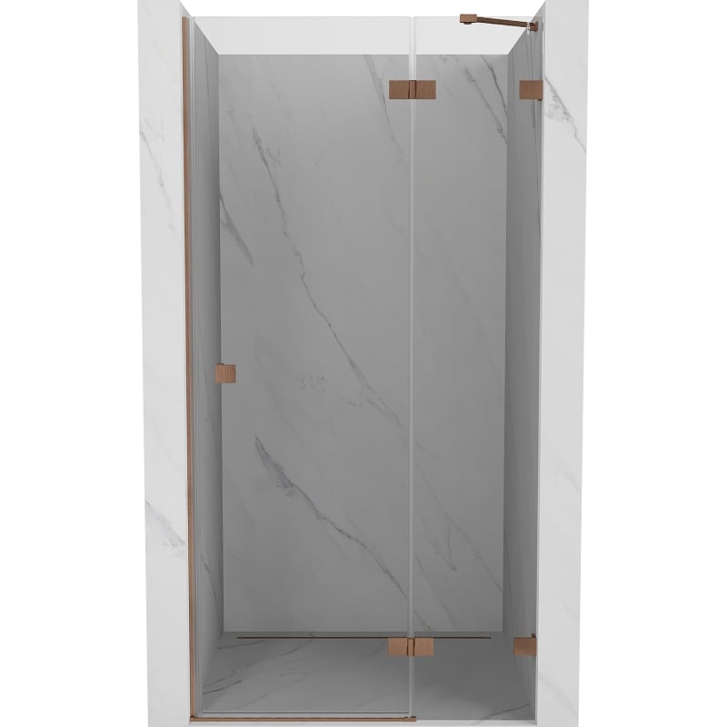 Mexen Lunar right swing shower door 100 cm, transparent, brushed copper - 834-100-000-65-00-P