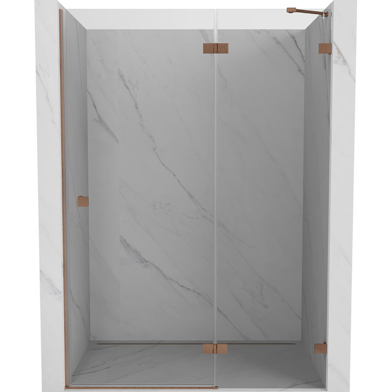 Mexen Lunar shower door hinged right 130 cm, transparent, brushed copper - 834-130-000-65-00-P