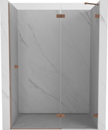 Mexen Lunar shower door hinged right 130 cm, transparent, brushed copper - 834-130-000-65-00-P