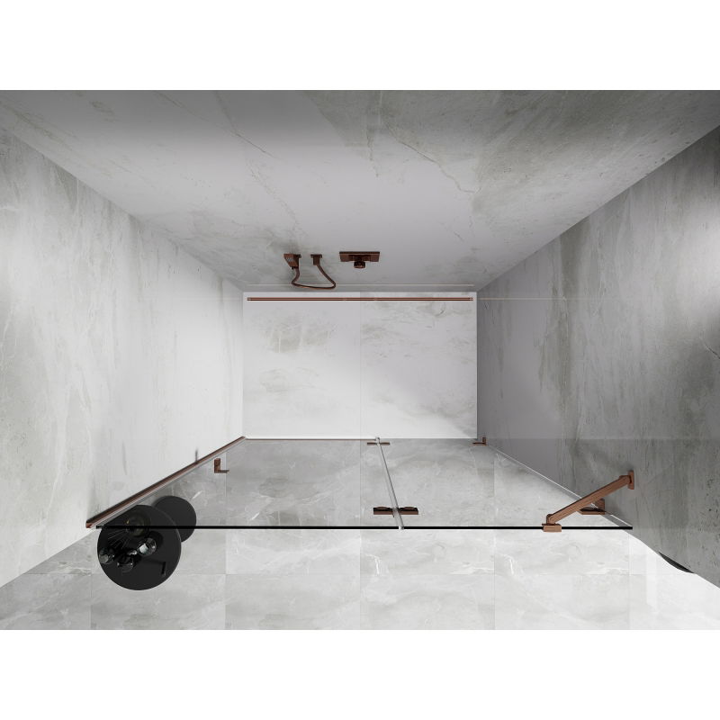 Mexen Lunar shower door hinged right 130 cm, transparent, brushed copper - 834-130-000-65-00-P