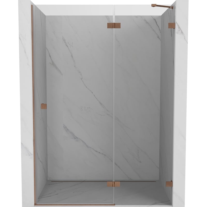 Mexen Lunar Right-Swing Shower Door 135 cm, Transparent, Brushed Copper - 834-135-000-65-00-P