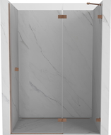 Mexen Lunar Right-Swing Shower Door 135 cm, Transparent, Brushed Copper - 834-135-000-65-00-P