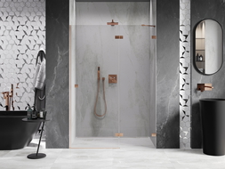 Mexen Lunar shower door swing right 140 cm, transparent, brushed copper - 834-140-000-65-00-P