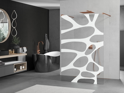 Mexen Kioto free-standing shower screen 120 x 200 cm, Transparent/White pattern 8 mm, Rose gold - 800-120-002-60-97