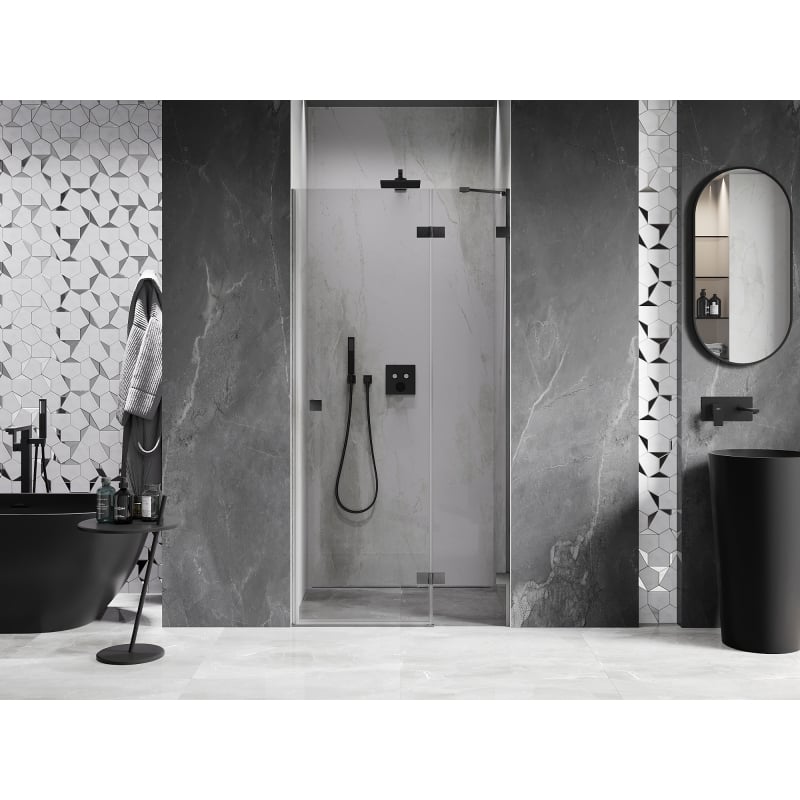 Mexen Lunar right-hand hinged shower door 70 cm, transparent, brushed gun gray - 834-070-000-66-00-P