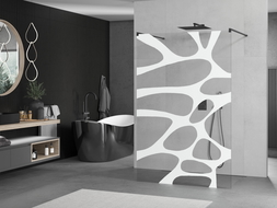 Mexen Kioto free-standing shower screen 100 x 200 cm, Transparent/White pattern 8 mm, Black - 800-100-002-70-97