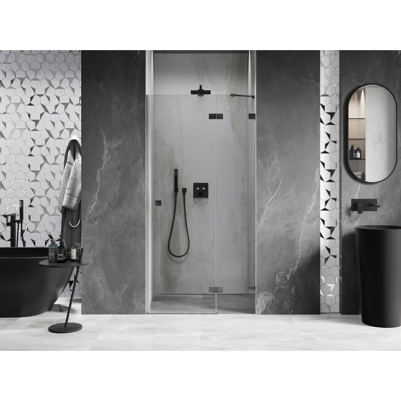 Mexen Lunar pivot shower door right 95 cm, transparent, brushed gun gray - 834-095-000-66-00-P