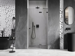 Mexen Lunar pivot shower door right 95 cm, transparent, brushed gun gray - 834-095-000-66-00-P
