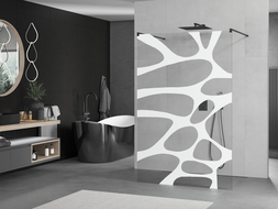 Mexen Kioto free-standing shower screen 120 x 200 cm, Transparent/White pattern 8 mm, Black - 800-120-002-70-97