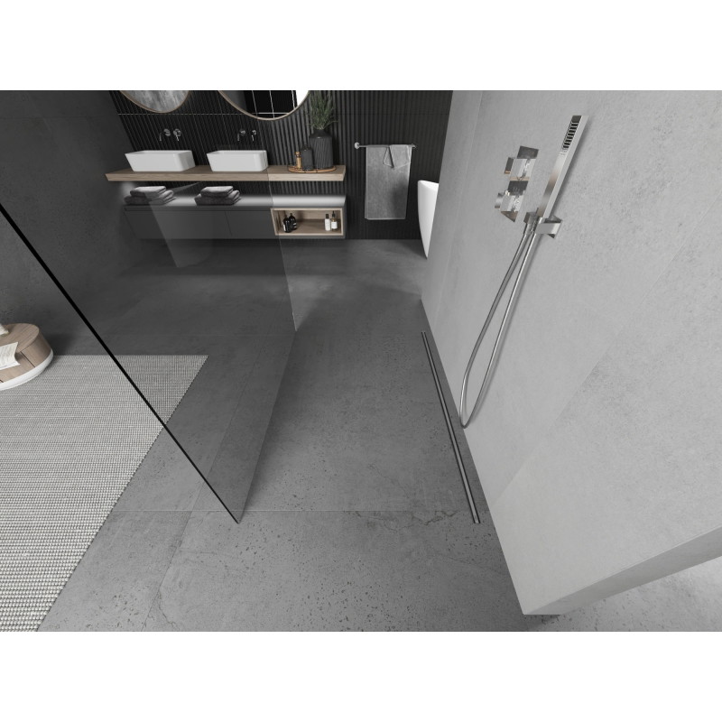 Mexen Kioto freestanding shower wall 130 x 200 cm, transparent 8 mm, chrome - 800-130-002-01-00
