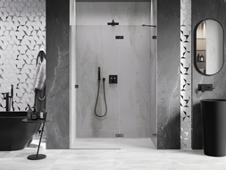 Mexen Lunar shower doors, right hinged 130 cm, transparent, brushed gun gray - 834-130-000-66-00-P