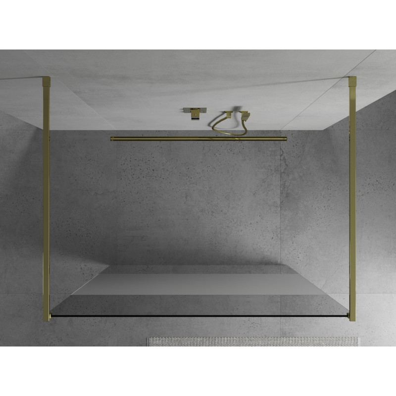 Mexen Kioto freestanding shower wall 140 x 200 cm, transparent/frost 8 mm, gold - 800-140-002-50-35