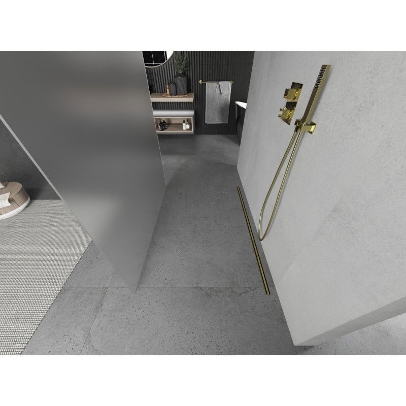 Mexen Kioto freestanding shower wall 120 x 200 cm, frost 8 mm, gold - 800-120-002-50-30