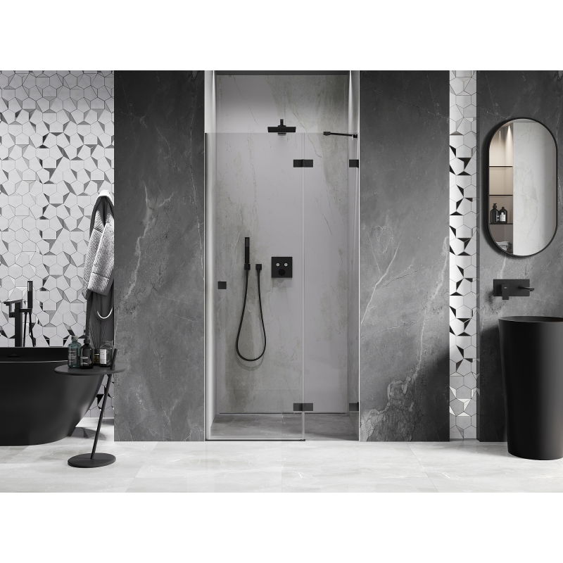 Mexen Lunar right-hinged shower doors 85 cm, transparent, black - 834-085-000-70-00-P