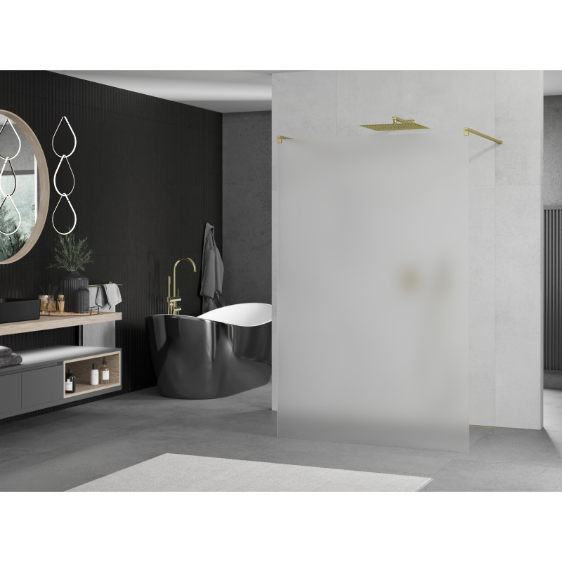 Mexen Kioto freestanding shower wall 110 x 200 cm, frost 8 mm, gold - 800-110-002-50-30