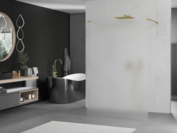 Mexen Kioto freestanding shower wall 110 x 200 cm, frost 8 mm, gold - 800-110-002-50-30