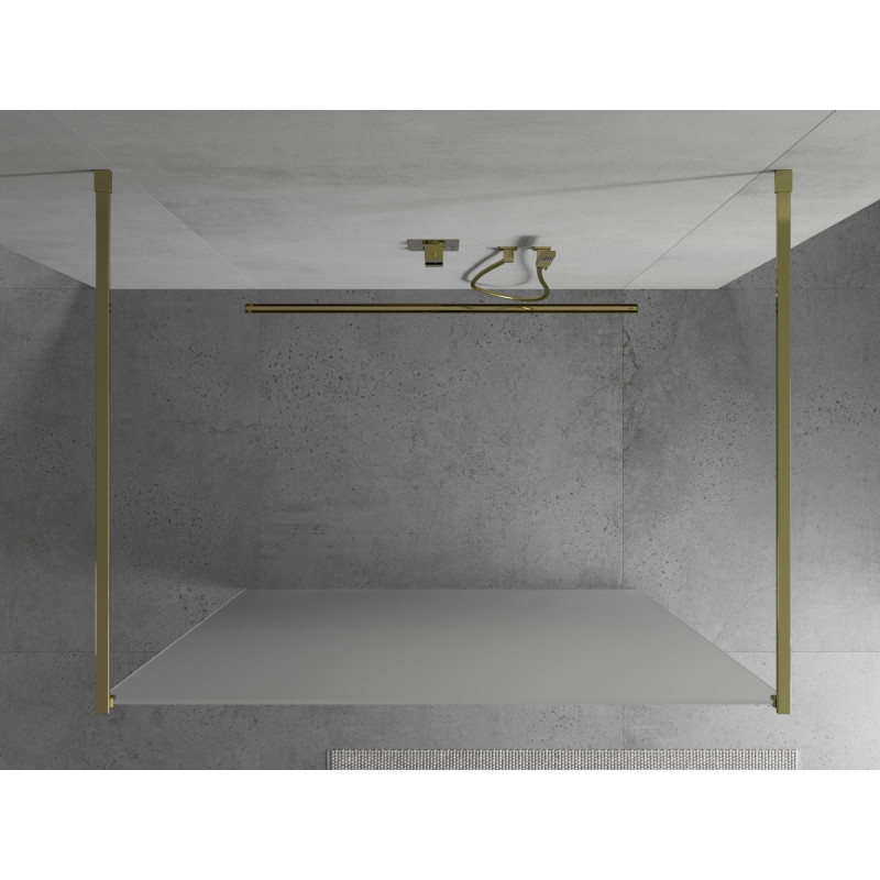 Mexen Kioto freestanding shower wall 110 x 200 cm, frost 8 mm, gold - 800-110-002-50-30