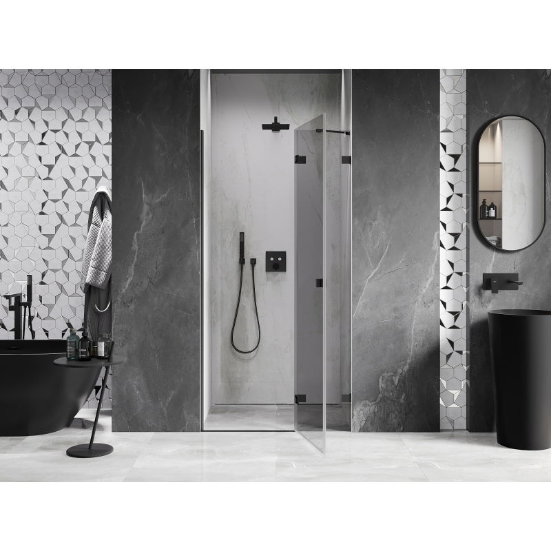Mexen Lunar right-hinged shower door 110 cm, transparent, black - 834-110-000-70-00-P