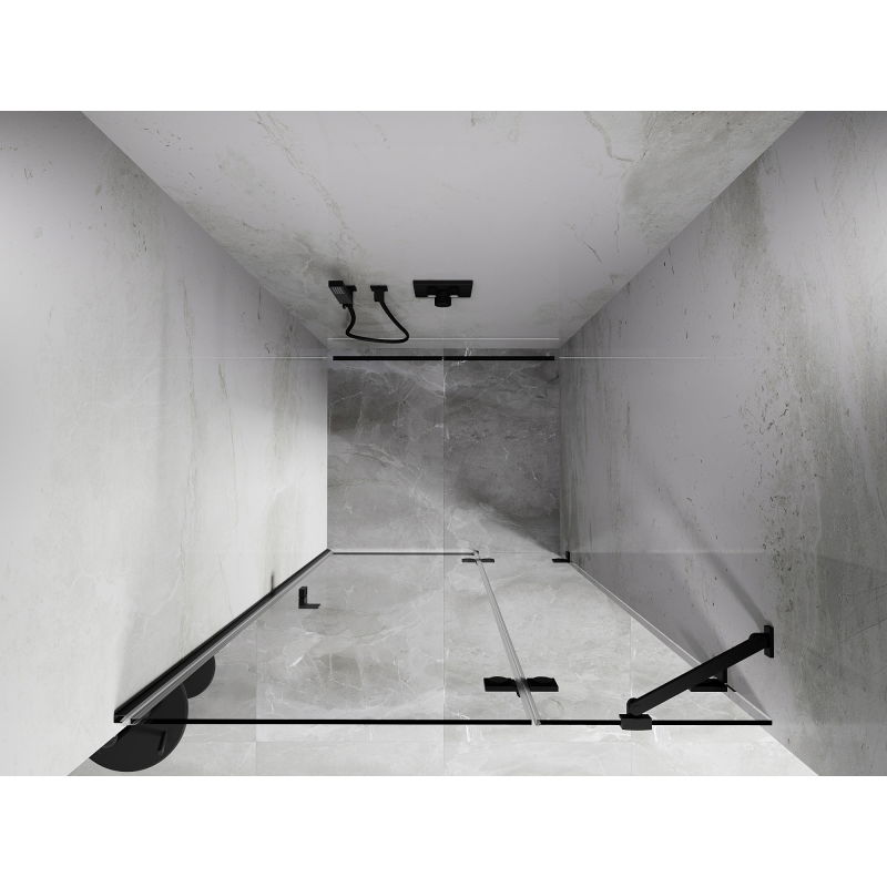 Mexen Lunar right hinged shower door 125 cm, transparent, black - 834-125-000-70-00-P