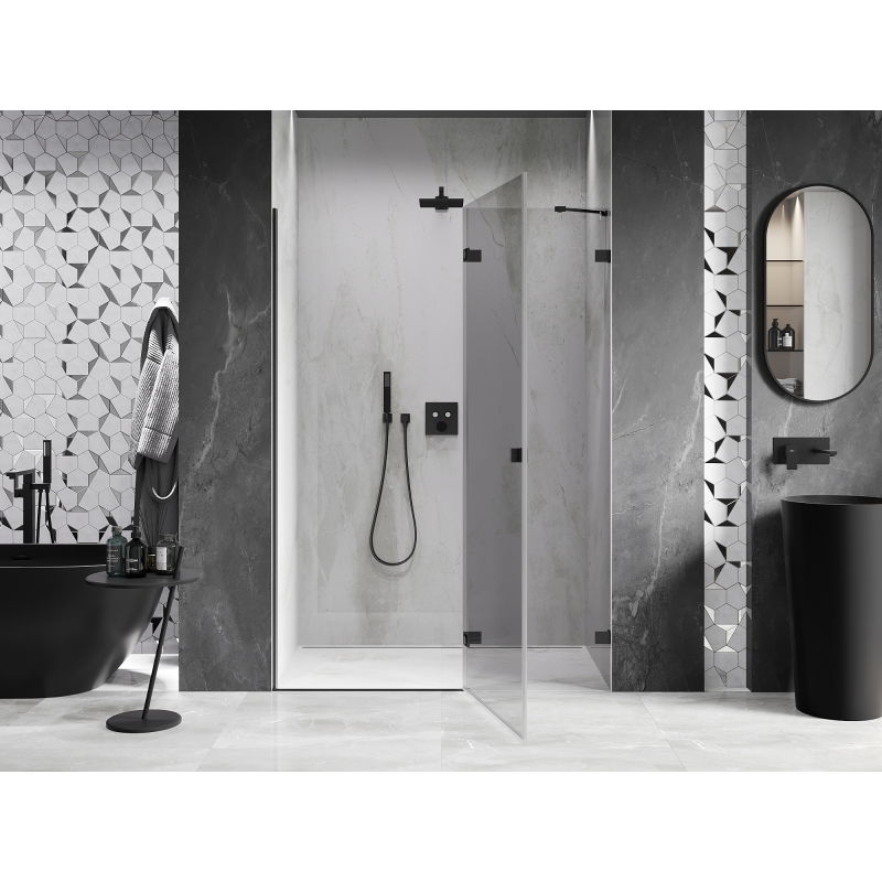 Mexen Lunar right-hinged shower door 140 cm, transparent, black - 834-140-000-70-00-P