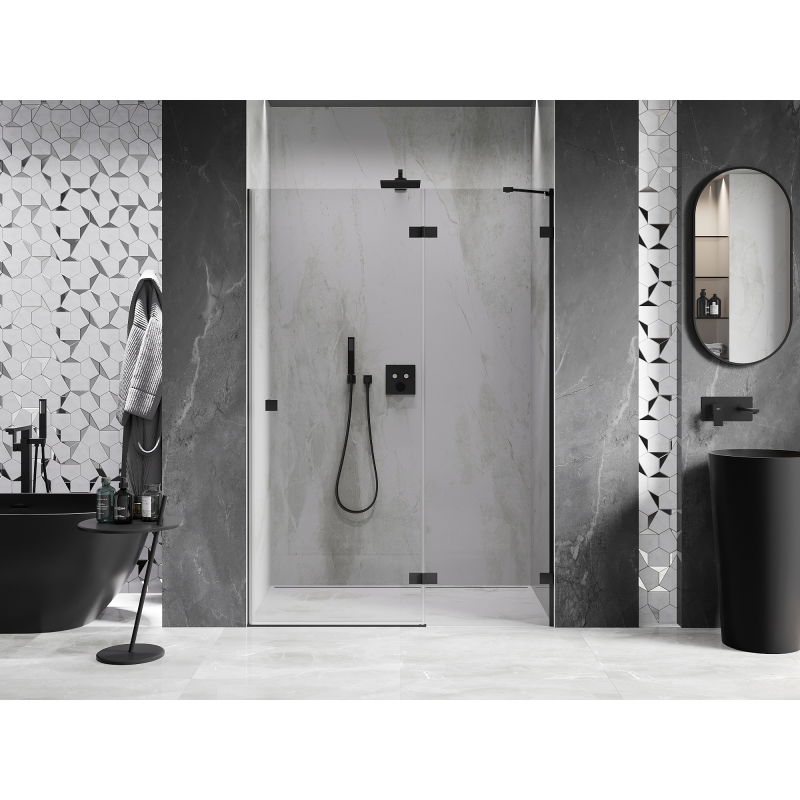 Mexen Lunar right-hinged shower door 140 cm, transparent, black - 834-140-000-70-00-P