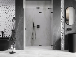 Mexen Lunar Right Hinged Shower Door 140 cm, Transparent, Black - 834-140-000-70-00-P