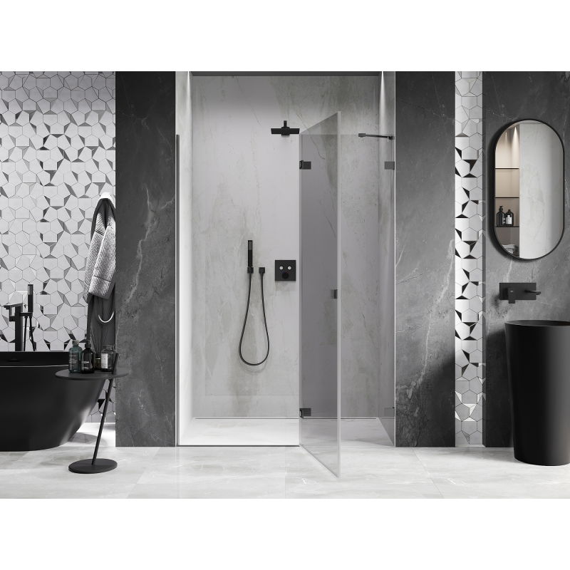 Mexen Lunar shower door right-hinged 135 cm, transparent, gun metal - 834-135-000-95-00-P