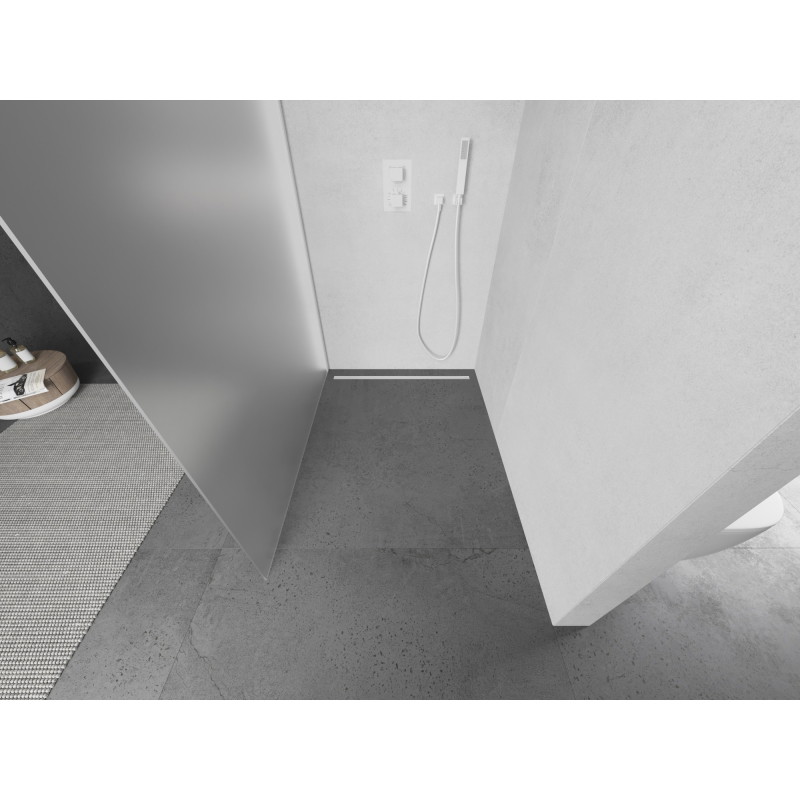 Mexen Kioto Walk-in Shower Screen 70 x 200 cm, Frosted 8 mm, White - 800-070-101-20-30